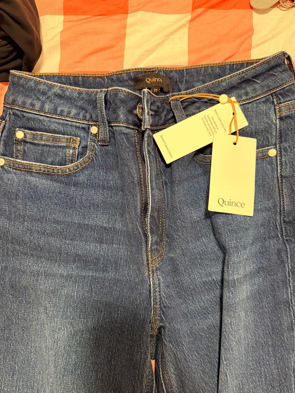Quince NWT High-Rise Blue Denim Petite Jeans